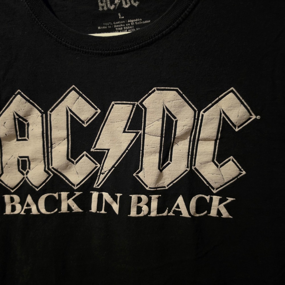 ACDC Back In Black Graphic T-Shirt Mens L Black Cotton Band Tee 2020 Licensed - Picture 3 of 7
